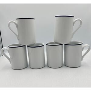 Dansk Bistro Christianshavn Blue Stripe Coffee Tea Mugs x-6 Portugal